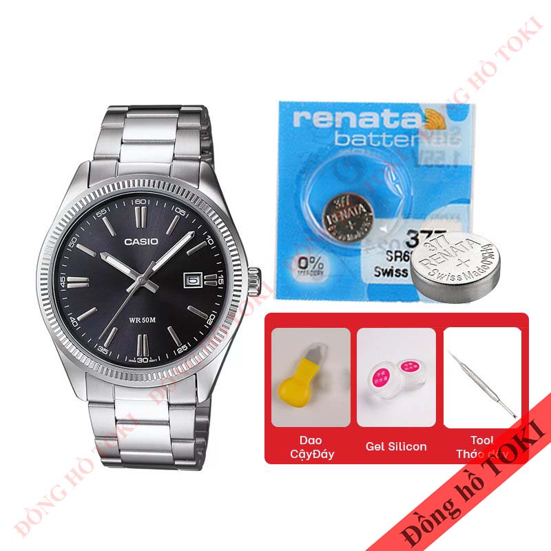 Pin thay đồng hồ đeo tay casio MTP-1302 dây da dây kim loại các màu