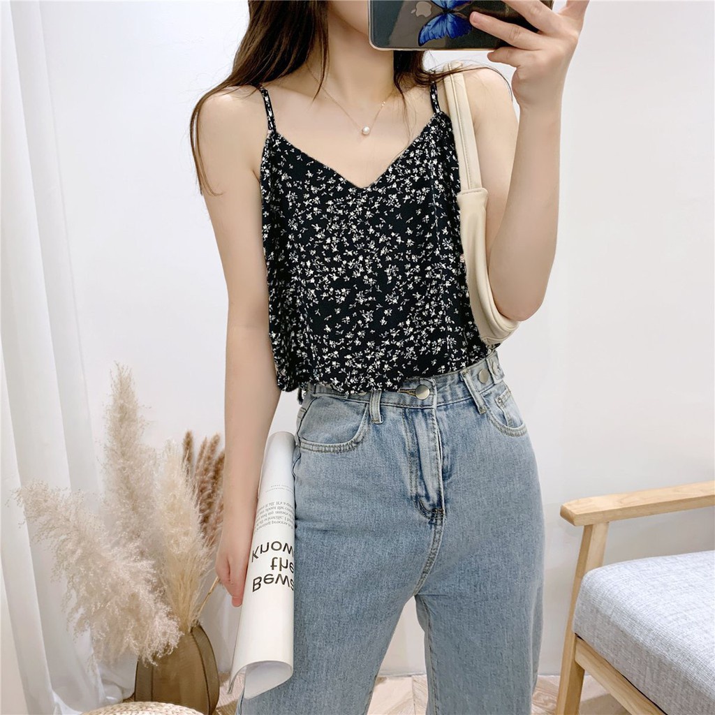 Áo hoa nhí - Áo 2 dây vintage, áo 2 dây hoa nhí  Áo hai dây hoa nhí, áo hai dây ulzzang cực xinh - Kazin Store HD09