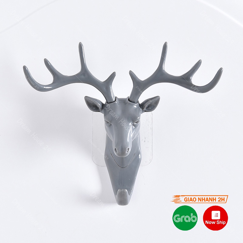 Móc treo đồ đa năng hình đầu hươu 3 màu kích thước 19cm x 17cm
