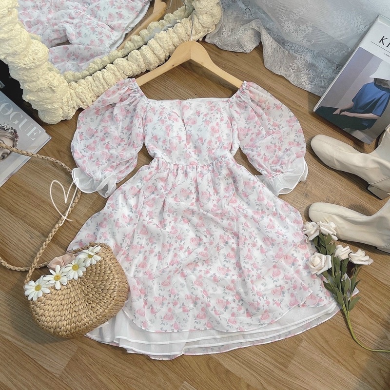 ĐẦM BABYDOLL HOA TAY BỒNG