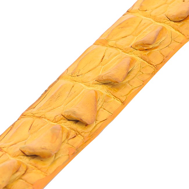 Thắt lưng nam da cá sấu Huy Hoàng nguyên con màu vàng nghệ-LS4261