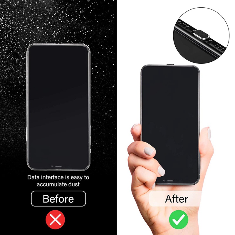 Bộ 4 Nút Bịt Cổng Sạc Chống Bụi Cho iPhone 13 / 12 / 11 Đen