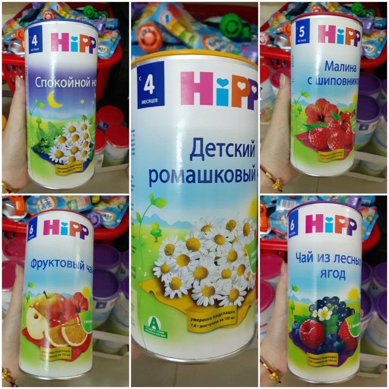 [ Vova Mart] Trà Hipp hoa quả nội địa Nga hộp 200g cho bé ăn dặm giúp ngủ ngon, tiêu hoá tốt
