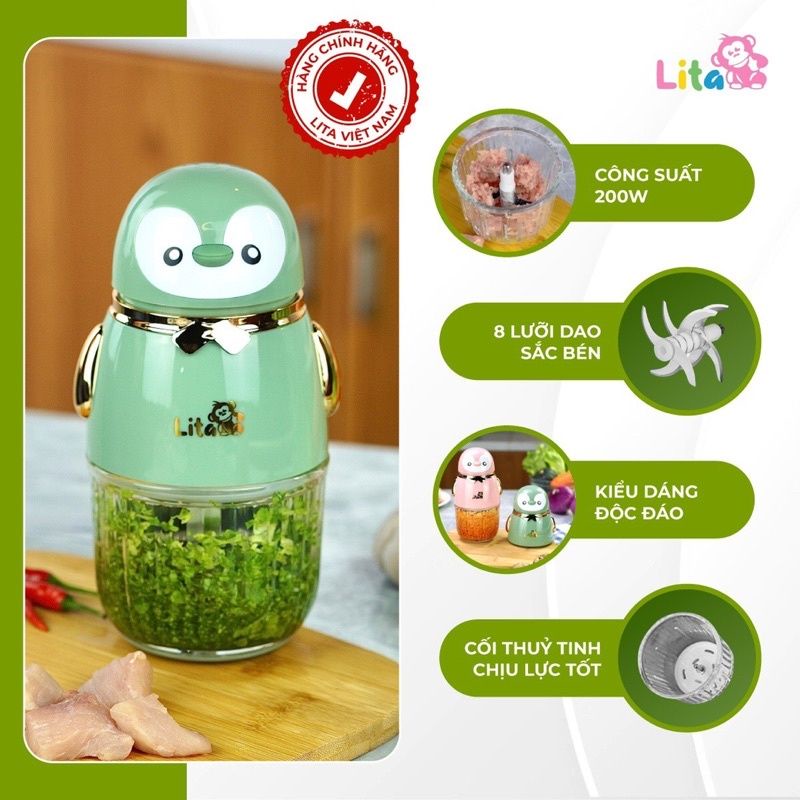 Máy xay đa năng LITA 8 lưỡi dao cho bé ăn dặm,dung tích 300ml, NPP Baby Tôm