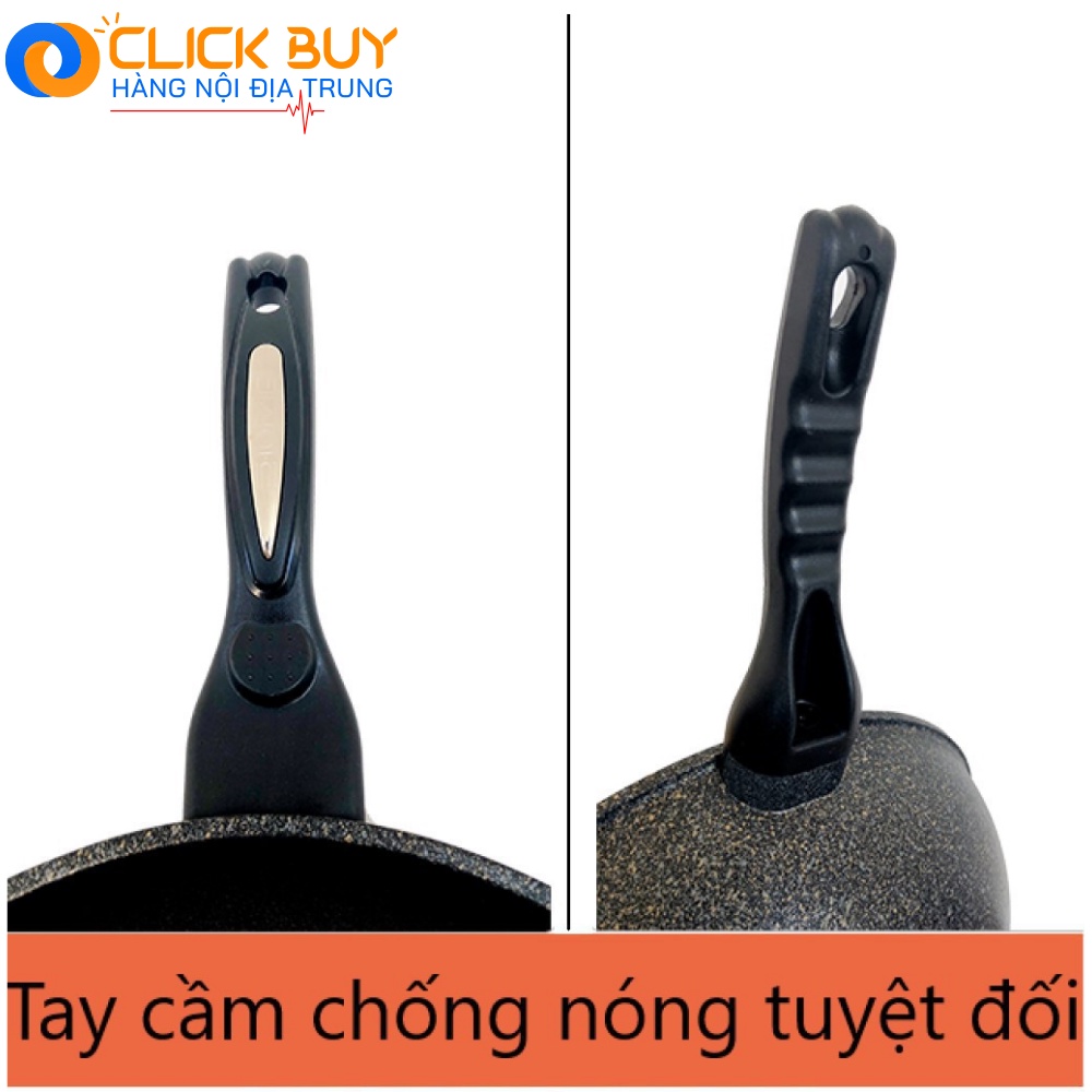 Chảo Chống Dính Vân Đá Sâu Lòng Coopia Hàn Quốc 32Cm Dùng Cho Mọi Loại Bếp - Tặng Kèm Vung Kính