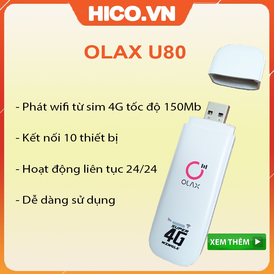 Usb Phát Wifi 4G Olax U80 Elite , Olax U90 , Jazz W02 150Mbps - Tốc Độ 150Mb, Chia Sẻ Cho 10 Thiết Bị Kết Nối Cùng Lúc