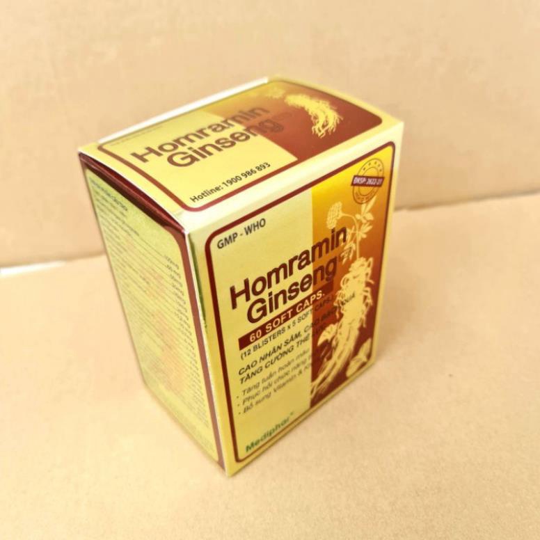 Homramin Ginseng nhân sâm giúp tăng cường bồi bổ sức khỏe - Nguyên liệu nhập khẩu Mỹ - Hộp 60 viên