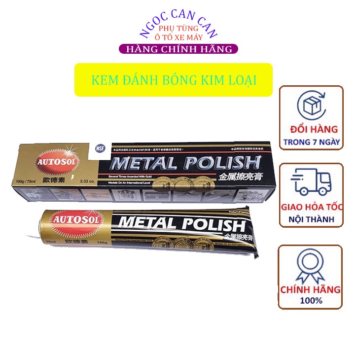 [Mã LIFEAUSALE giảm 10% tối đa 15K đơn 0Đ] Kem đánh bóng kim loại : AUTOSOL METAL POLISH 50g/ 37.5ml và 100g/75ml