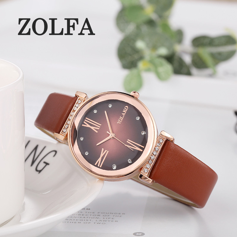 ZOLFA Classic Black Leather Womens Watches Luxury Rhinestone Ladies Quartz Wristwatch Exquisite Wrist Accessories Analog Clock Đồng hồ nữ