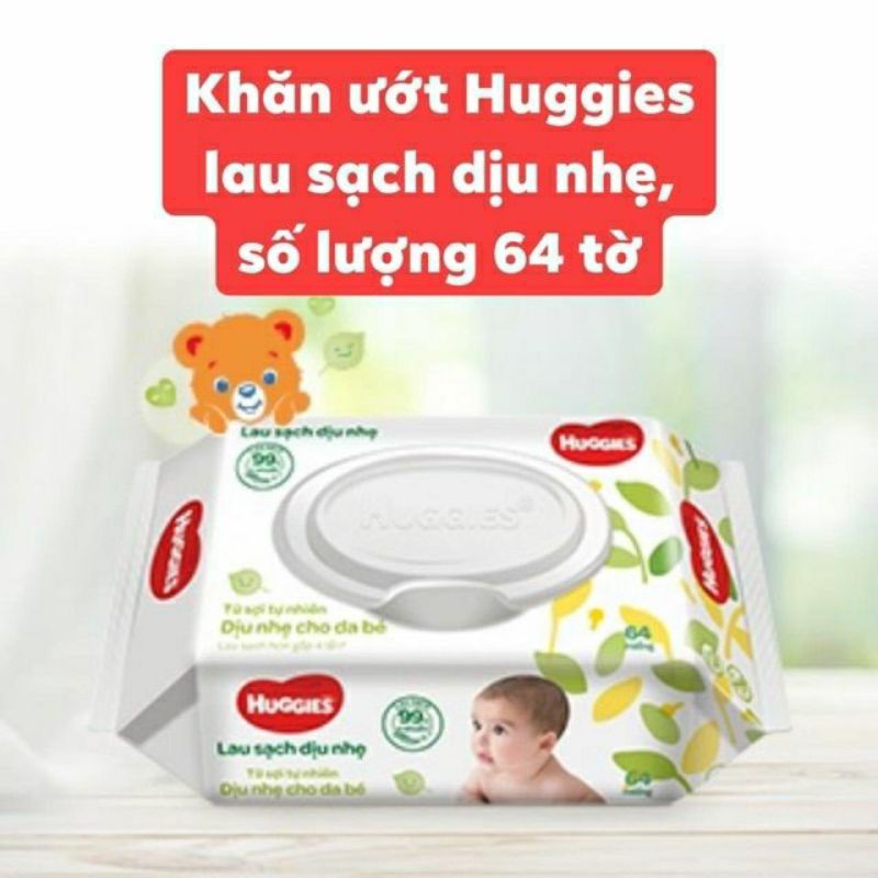 ( XẢ HÀNG ) COMBO 6 GÓI KHĂN GIẤY ƯỚT HUGGIES KHÔNG MÙI 64 TỜ ( Ngày sản xuất : 20/5/2021)