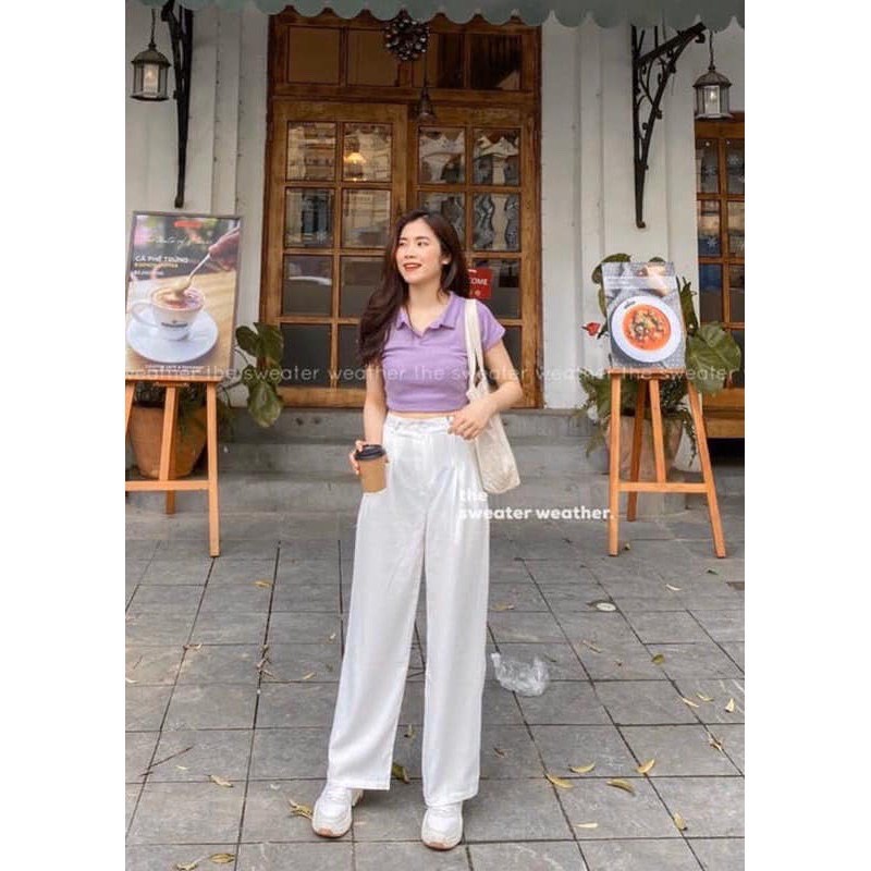 Áo croptop nữ cổ bẻ chất 4 chiều 100% cotton đẹp nhất ngành Kanimi - AN02
