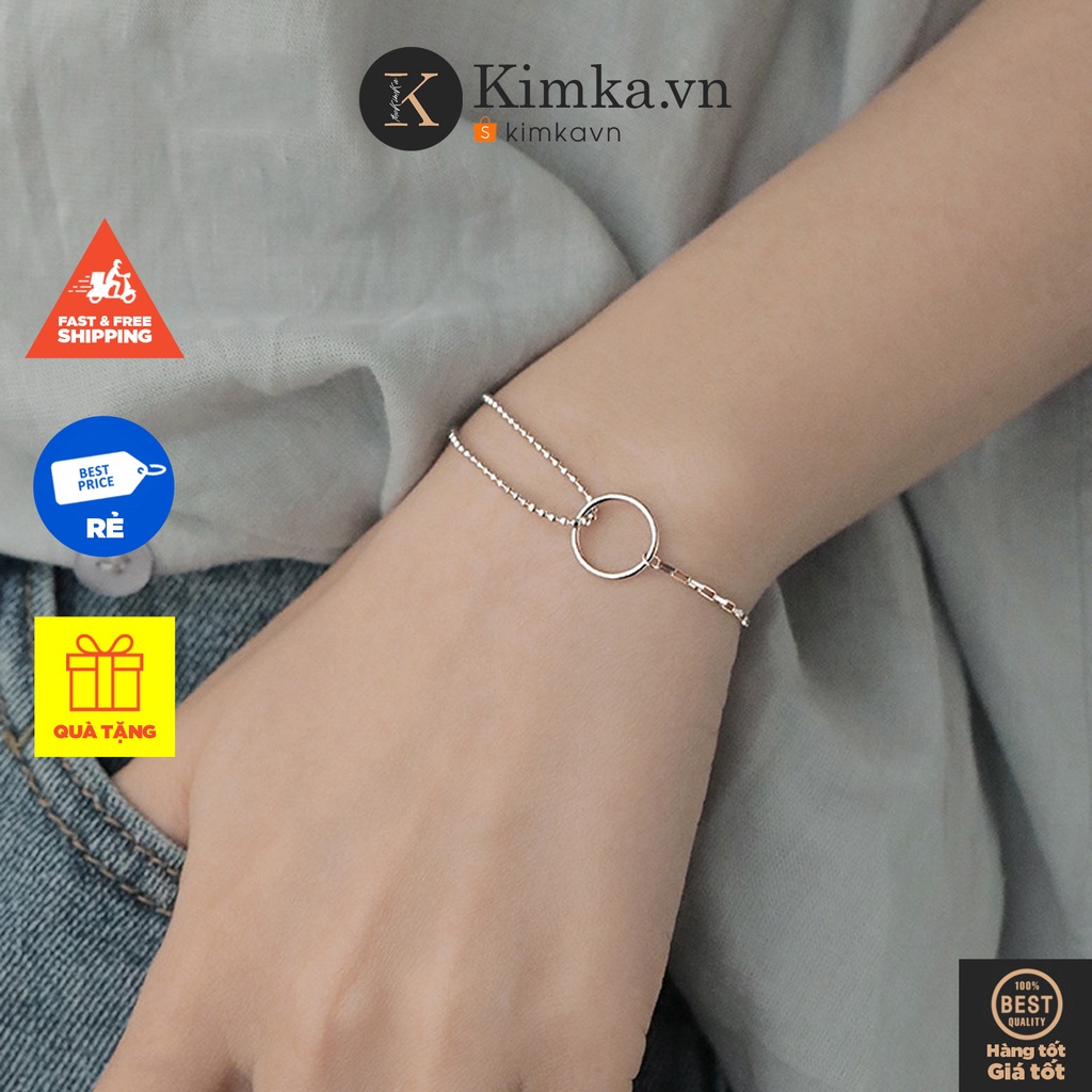 (084) Vòng Tay Hai Sợi Kết Hợp Mặt Tròn Đơn Giản Cá Tính
