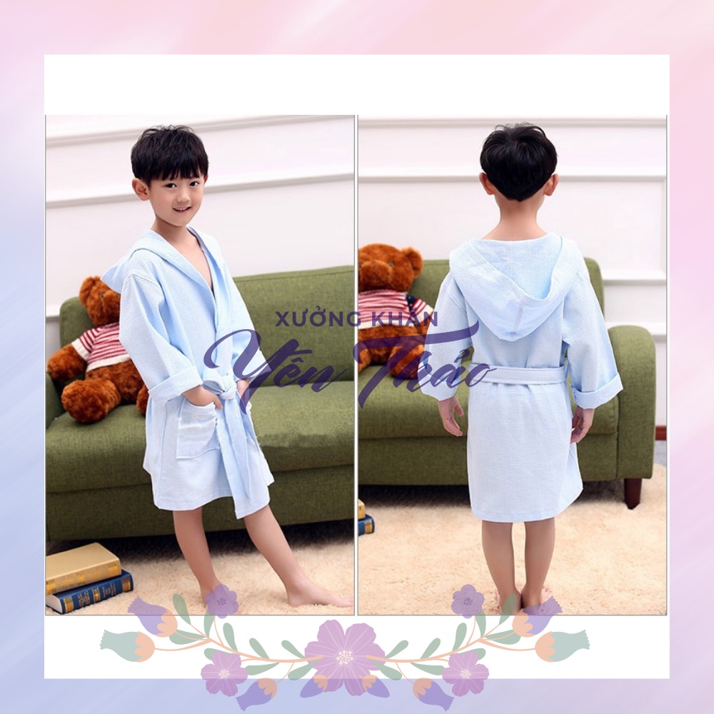 Áo Choàng Tắm Trẻ Em Tổ Ong 100% COTTON Cho Khách Sạn, Spa, Nhà Nghỉ  Mềm Mịn, Thấm Hút Nước Tốt, Thoáng Khí Bốn Mùa