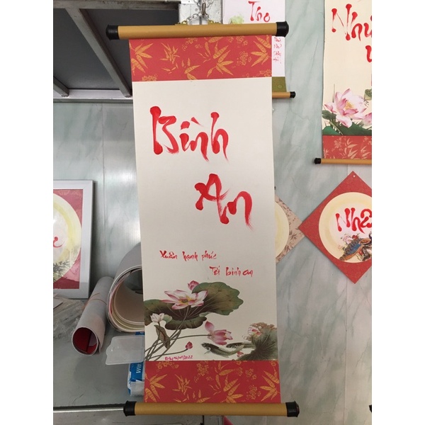 Tranh treo chữ thư pháp BÌNH AN (chữ viết tay)