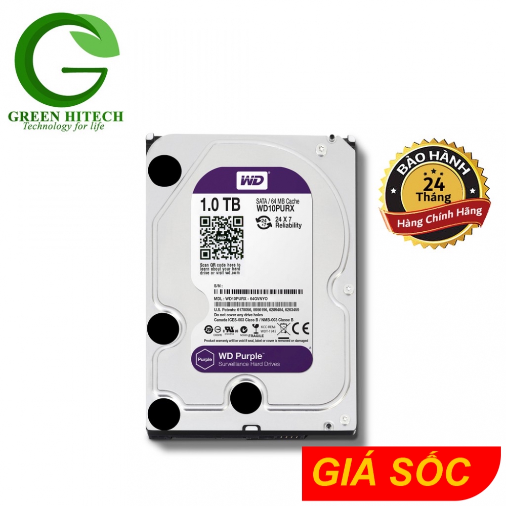 Ổ cứng Camera HDD 1TB Western Digital Tím Chính Hãng - BH 2 năm - 1 đổi 1