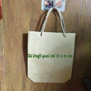Combo 10 túi giấy kraft Nhật quai cói 12 x 16 cm 15k