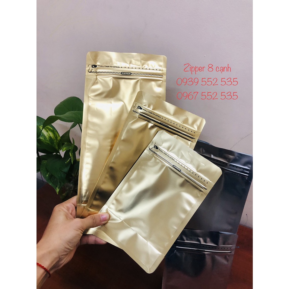 1Kg túi zipper 8 cạnh cafe