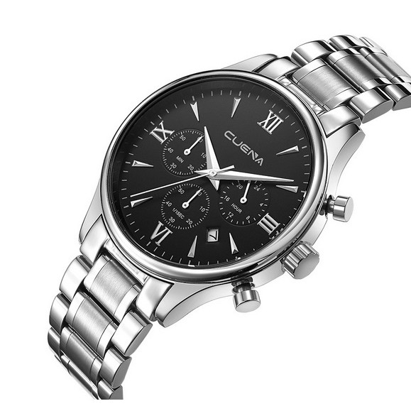 Đồng hồ nam dây thép đặc 6 kim Cuena 6802