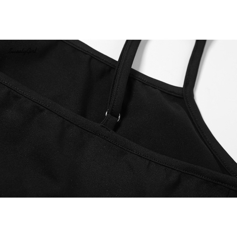 Áo Lưới Xuyên Thấu Dài Tay Cổ Tròn + Áo Hai Dây Màu Trơn Cho Nữ