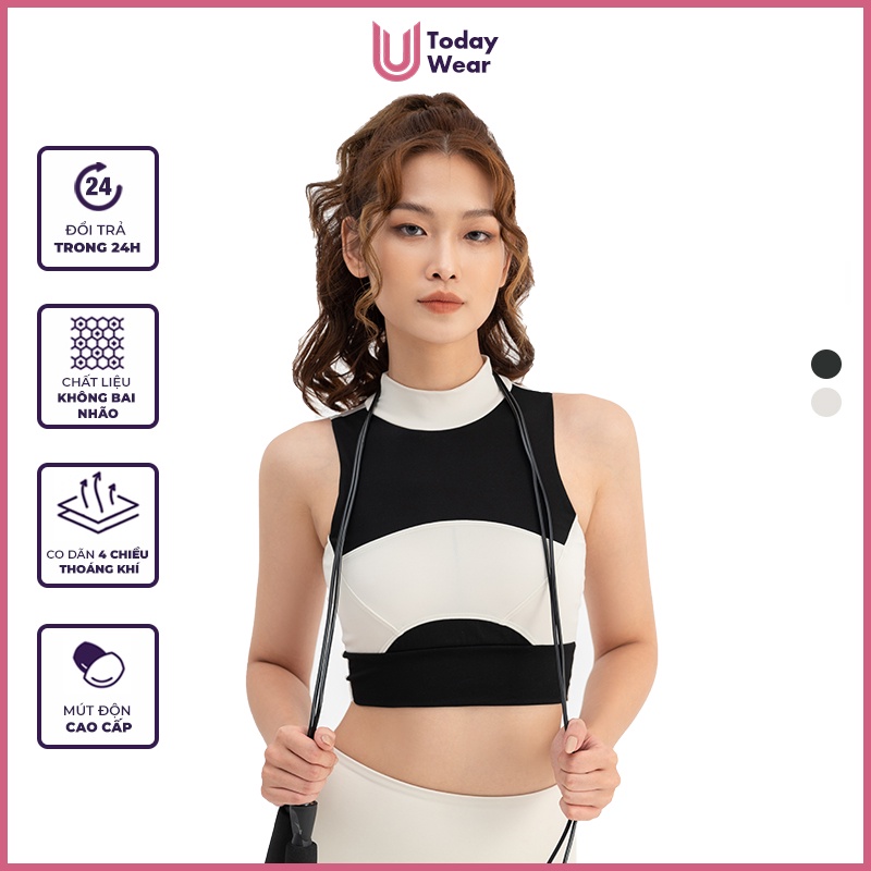 Áo tập bra gym yoga thể thao nữ Ace không tay màu trơn Today U Wear