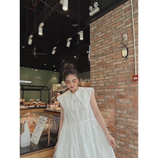 VÁY ĐẦM NỮ MAXI CỔ CHỜM VAI BẢN LỚN