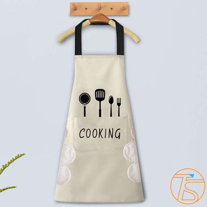 Tạp Dề Họa Tiết Dụng Cụ Nhà Bếp &amp; Cooking Có Khăn Lau Tay 2 Bên Và Túi Đựng