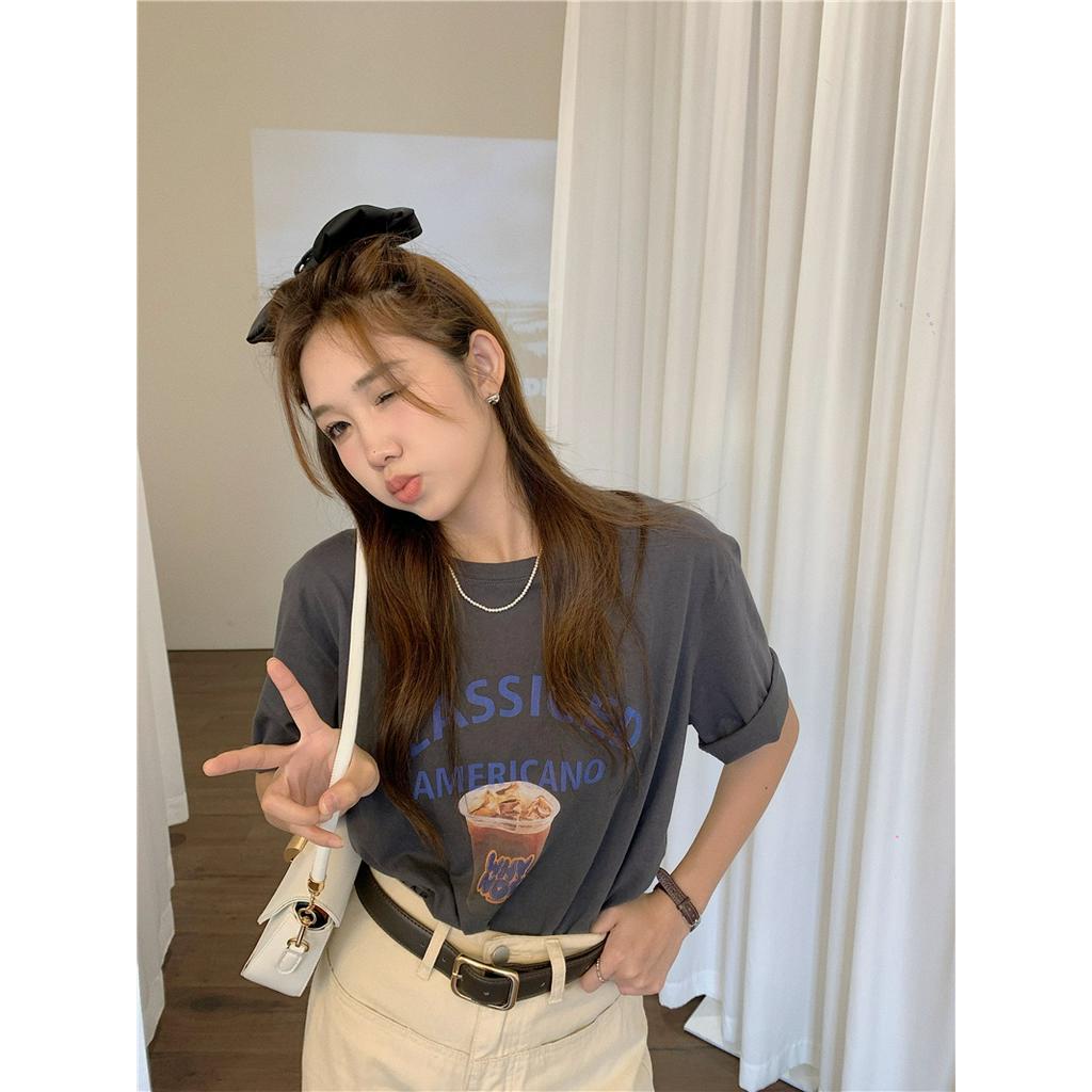 Áo Thun Cotton Ngắn Tay In Hình Dễ Thương Thời Trang Mùa Hè 63282