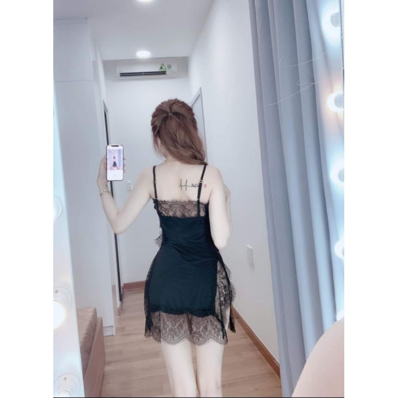 Váy Ngủ Nữ SOJUN Vải Satin Ren Mi