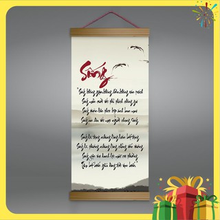 Tranh canvas thả nẹp gỗ “Sống” R4033