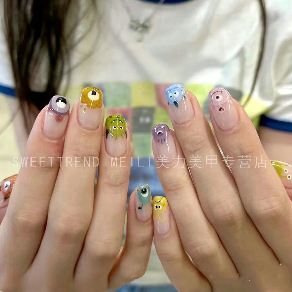 Miếng dán trang trí móng tay STZPRONAIL hình quái vật ba mắt nhỏ dễ thương ngộ nghĩnh