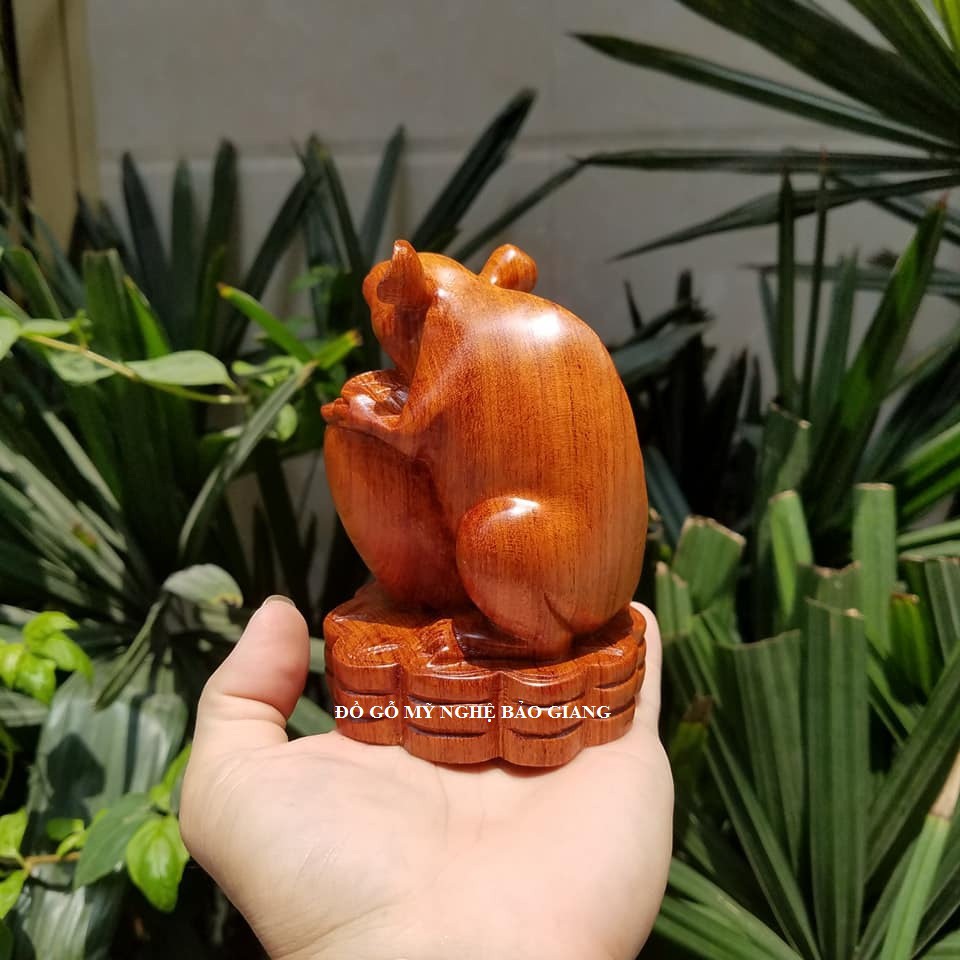 Tượng con chuột gỗ hương cao 12 cm (mẫu mới)