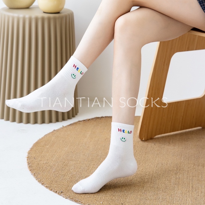 TIAN TIAN T118 Tất nữ vớ cao cổ Sản phẩm cao cấp Vớ thể thao đơn giản dễ thương phong cách Hàn Quốc
