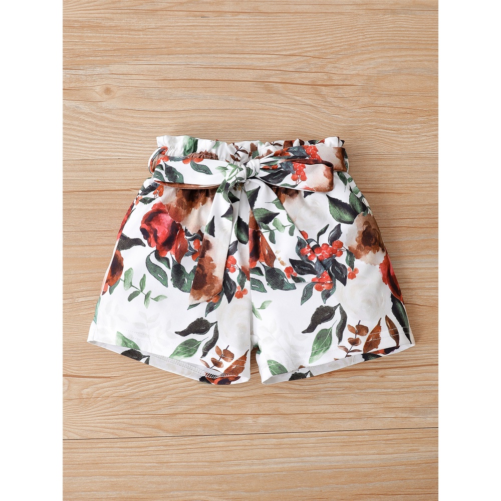 Bộ trang phục MIKRDOO 2 món gồm áo hai dây và quần đùi in hoa dễ thương thời trang mùa hè cho bé