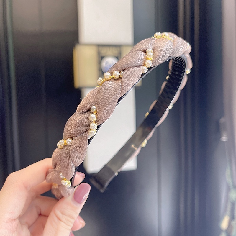 Băng Đô Cài Tóc Vải Lưới Đính Ngọc Trai Thời Trang Mùa Hè Dành Cho Nữ