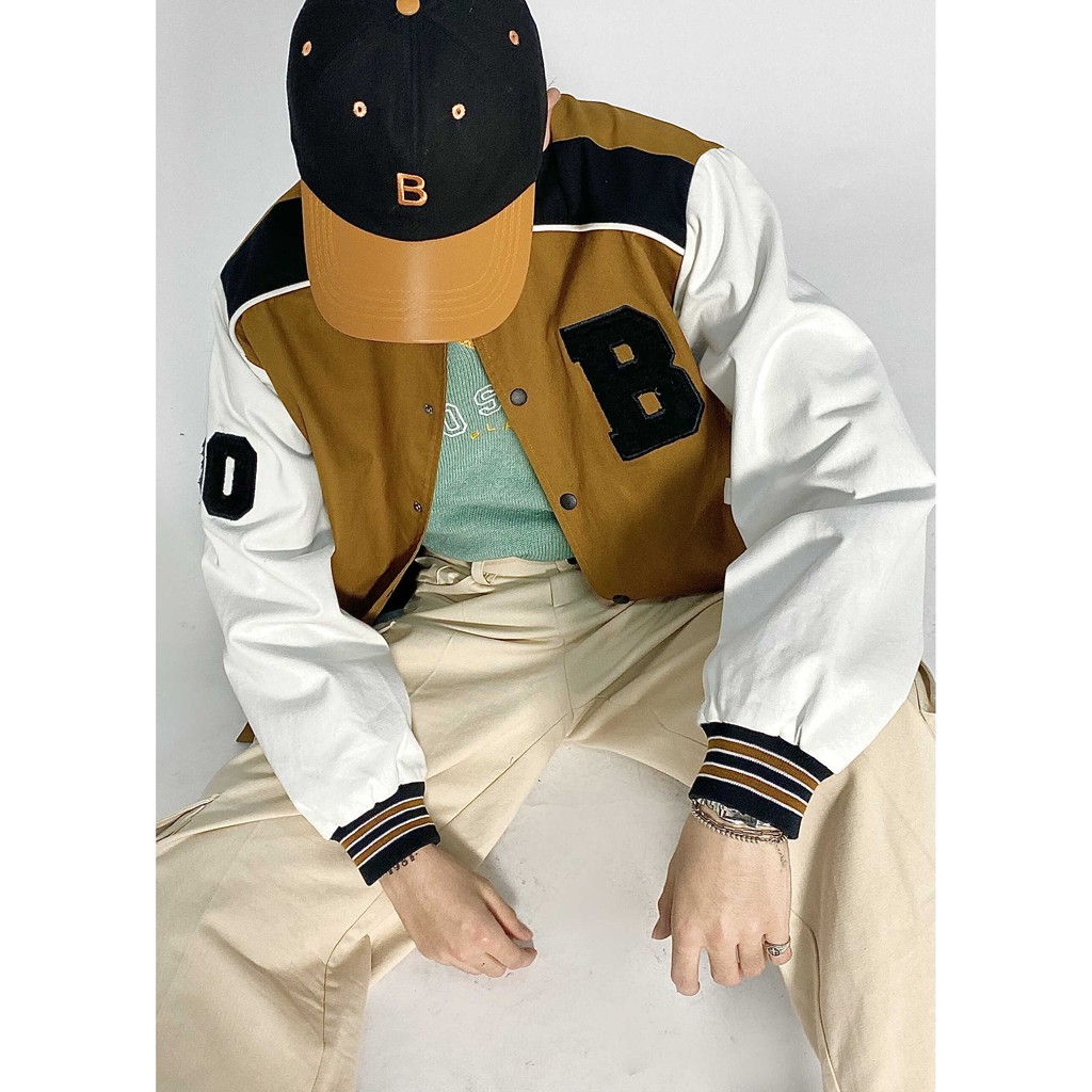 BLANKESPACE Áo Khoác Bóng Chày B Bomber Vải Kaki Kèm Lớp Lót Thấm Hút Thời Trang Nam Nữ Unisex