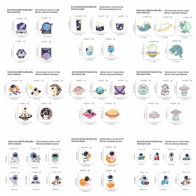 Ghim cài áo QIHE JEWELRY hình vũ trụ/ bầu trời sao trong phim hoạt hình