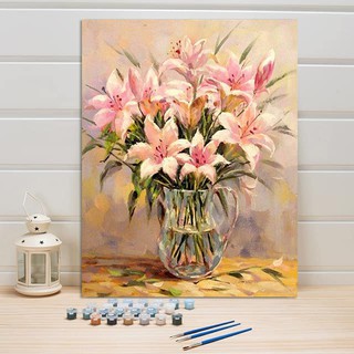 ART8S Tranh tô màu theo số, sơn dầu số hóa, tự vẽ, được căng sẵn khung gỗ canvas.