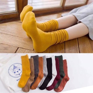 Combo 50 đôi tất Nhún Cổ dài nhiều màu cao cấp- Tất nhún Nữ Vintage Hàn Quốc