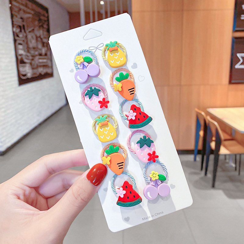 Combo 10 cột tóc nhiều mẫu trái cây hoạt hình phong cách dễ thương hàn quốc cho bé CB02