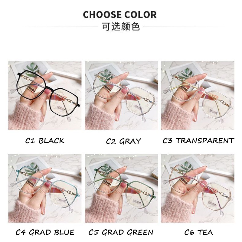 (AIMURUSI) 【Giảm Giá】kính Chống Bức Xạ/ Ánh Sáng Xanh Hình Đa Giác Thời Trang Hàn Quốc Mới