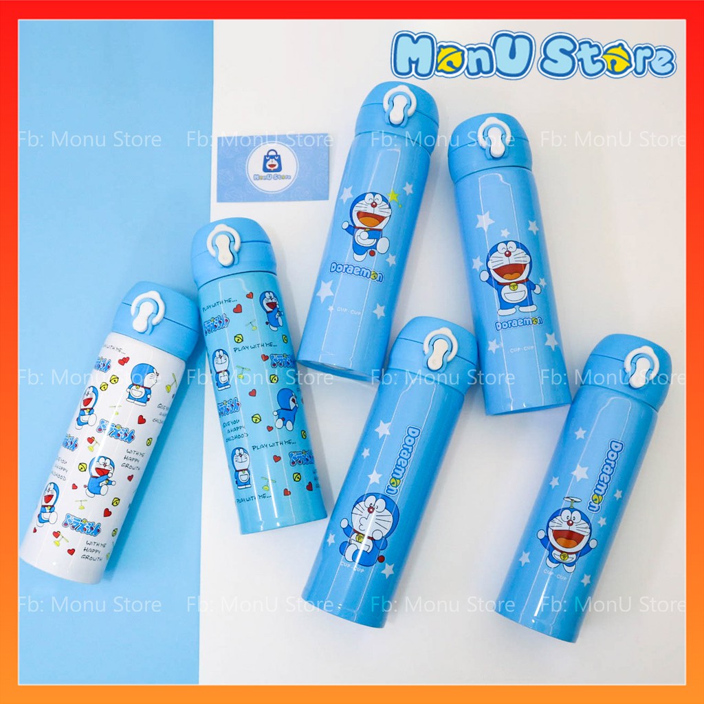 Bình giữ nhiệt nắp bật hình DORAEMON dễ thương chất liệu inox 304 an toàn