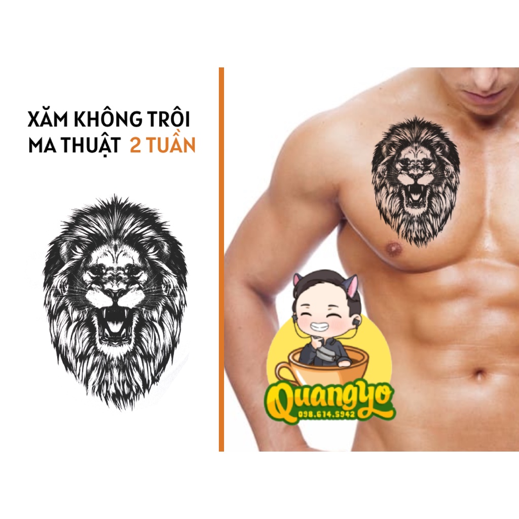 [TIKTOK TATTOO] Hình xăm ngực sư tử khổ to, 100% chống nước 15 ngày như thật, Hình xăm ma thuật, Xăm giống Inkaholic