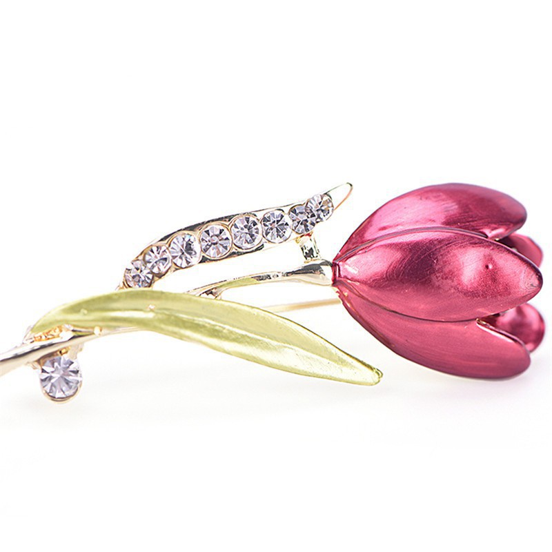 Trâm Cài Áo Hình Hoa Tulip Đính Pha Lê Thanh Lịch