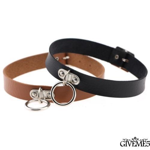 Vòng cổ choker da PU khoen tròn