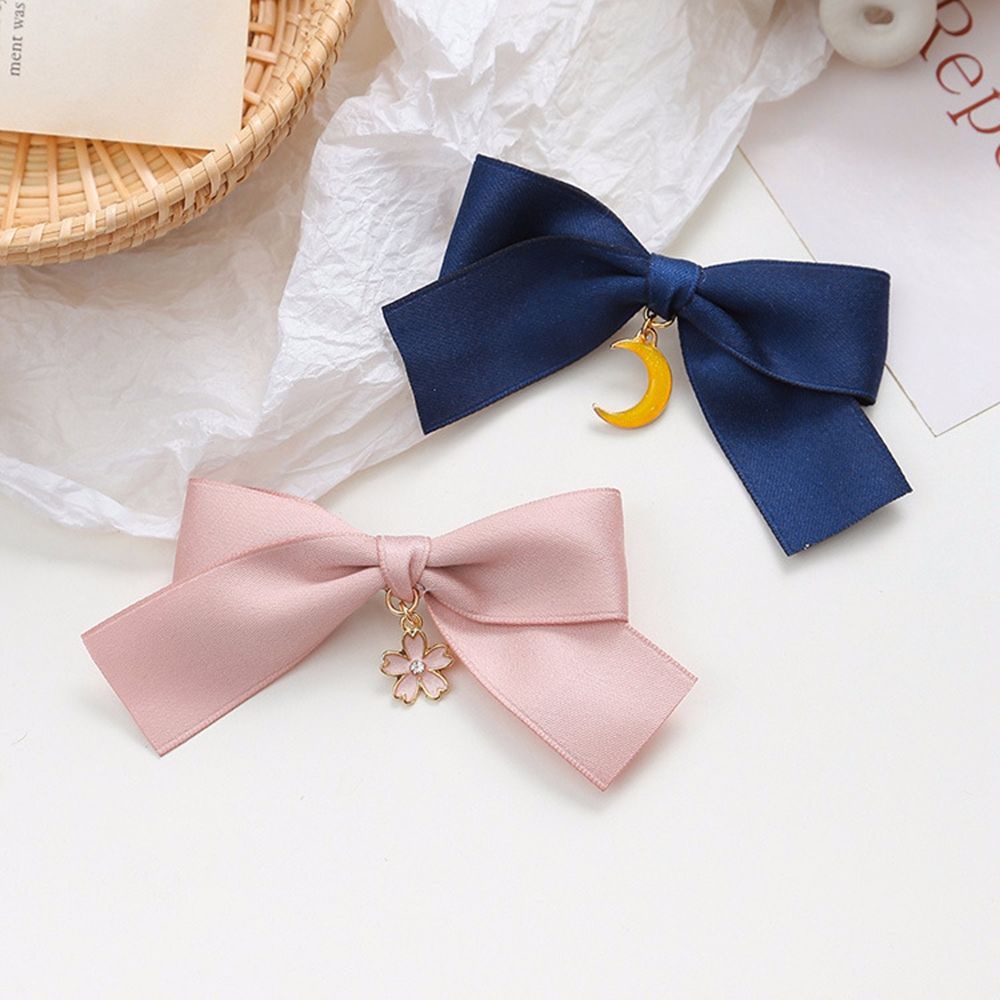 Kẹp Tóc Vải Hình Hoa Anh Đào / Mặt Trăng / Nơ Nhiều Màu Sang Trọng Phong Cách Lolita Hàn Quốc