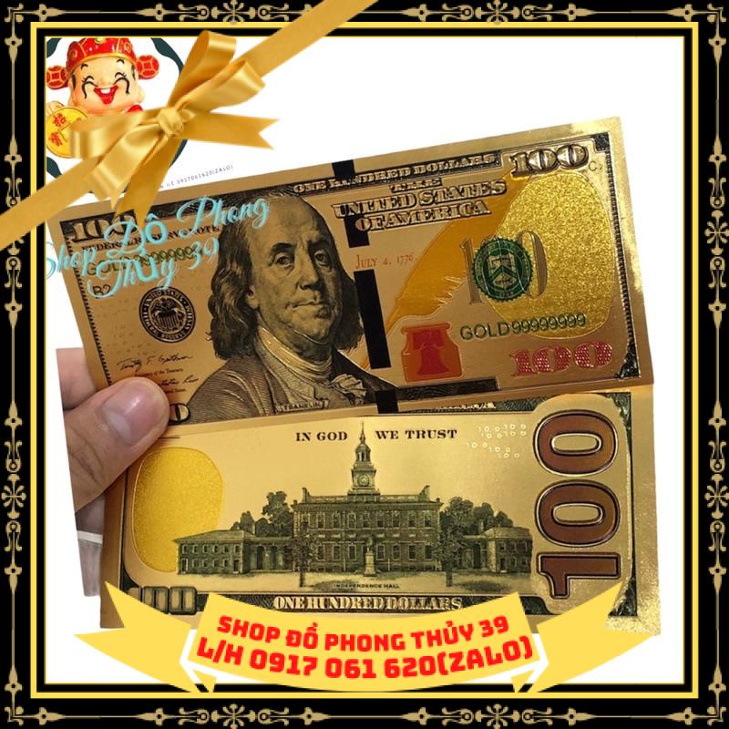 Tờ Tiền 100USD Lưu Niệm Plastic Mạ Vàng 24k Phong Thuỷ May Mắn