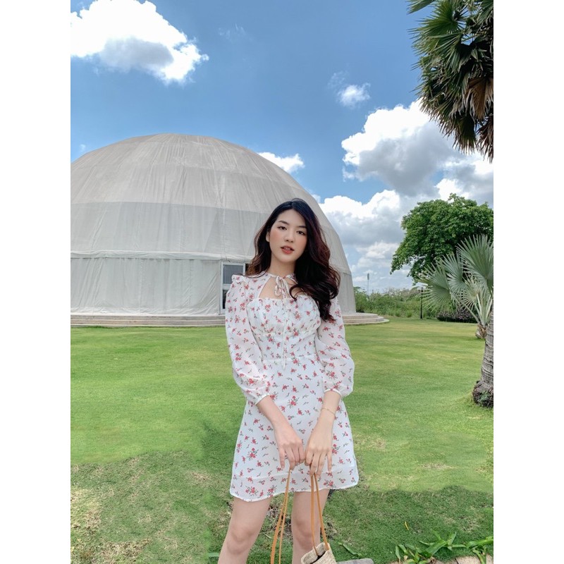 [Mã SKAMA06 giảm 8% tối đa 50K đơn 250K] Đầm FLORAL tay lửng cách điệu cổ | BigBuy360 - bigbuy360.vn