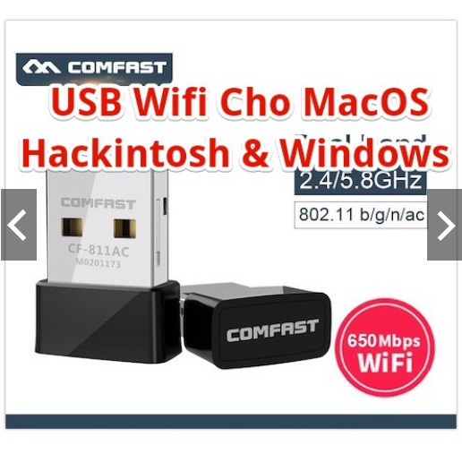 [650 Mbs] USB Thu WiFi COMFAST CF-811AC Băng Tần Kép 2.4 Ghz Và 5 Ghz & Usb Bluetooth 4.0 MacOS, Windows,