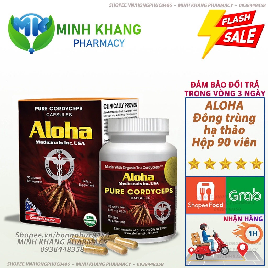 Đông trùng hạ thảo Pure Cordyceps Aloha 90 viên [CHÍNH HÃNG]