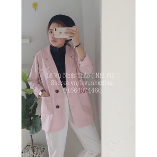 Blazer hồng 2 túi thiết kế